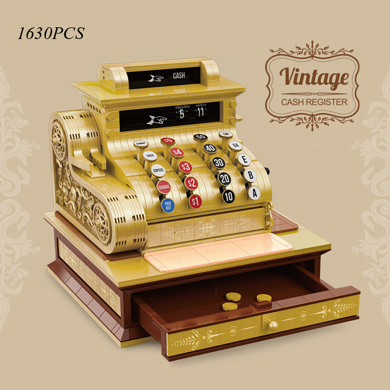 Toy Cash Register - クリエイティブクラシックヴィンテージレトロレジミニブロック建設モデルビルディングレンガ教育玩具コレクションギフト用