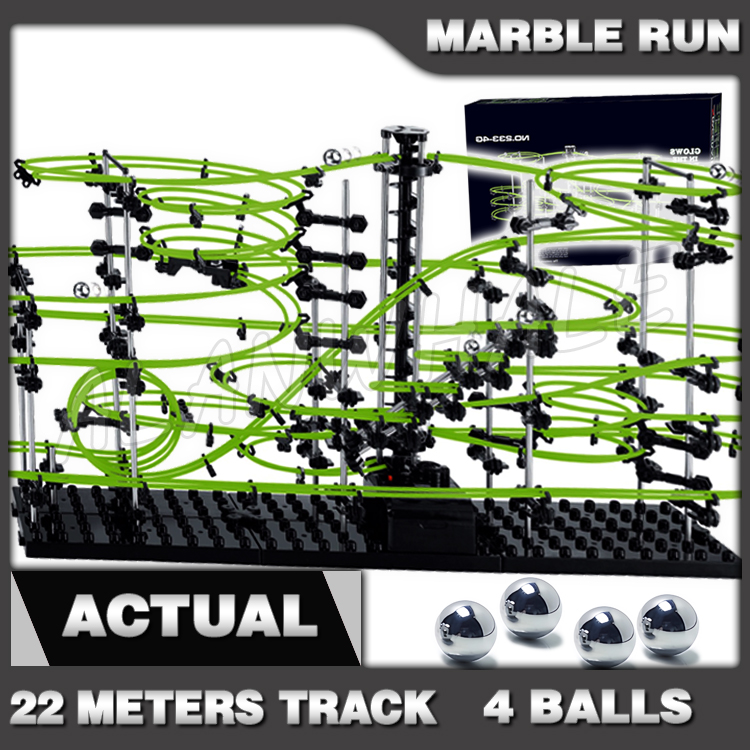 Marble Run Set - 2200cmレールレベル4 マーブルラン 夜光暗闇で光るローラーコースターモデル 組み立ておもちゃ 男の子向け 迷路