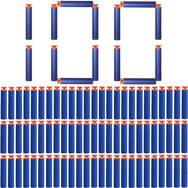 Foam Dart Gun - 子供のおもちゃの銃のヘッドのセット,100個,nerf n-strikeライトシリーズのブラスターフォーム詰め替え,青,7.2個
