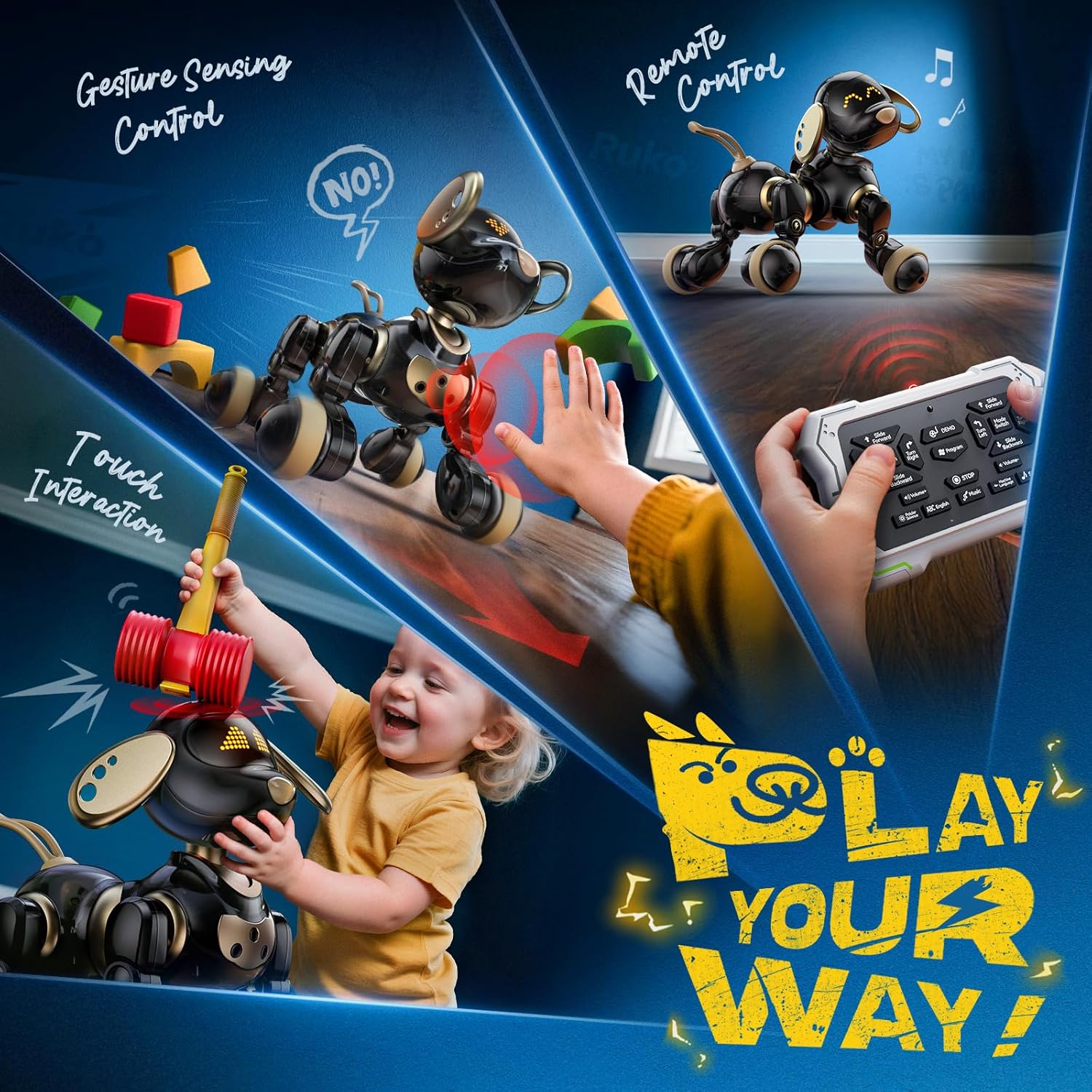Kid Toys And More - スマート2.4G AIロボット犬のおもちゃ、知能型インタラクティブ子犬、30種類以上のLED絵文字、リモートジェスチャー制御電子ペット、子供向けギフト