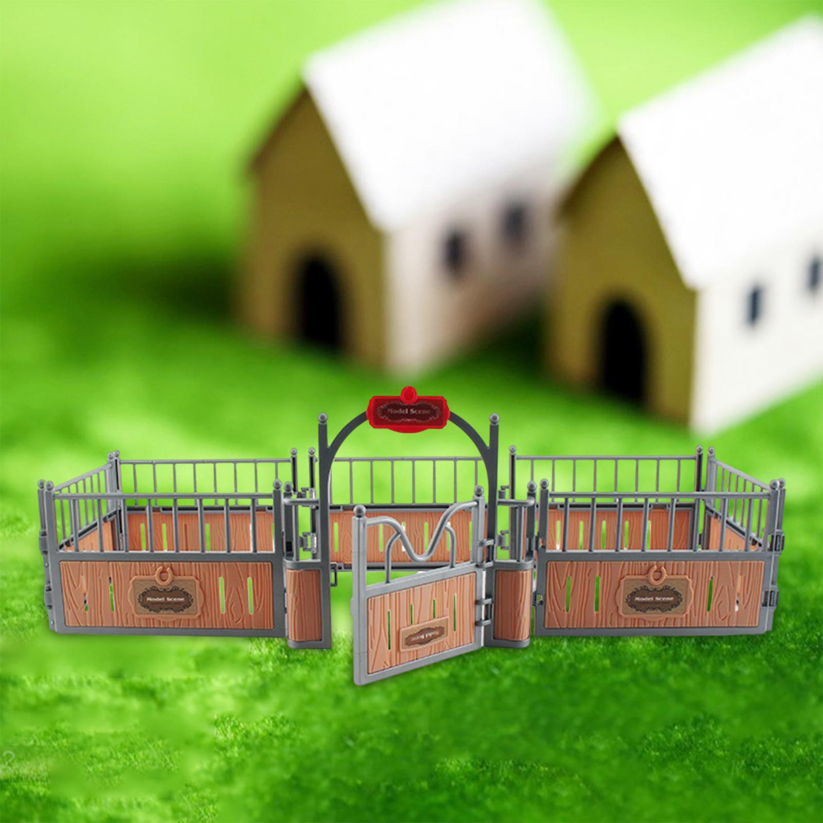 Kids Toys Kit - 砂場のジオラマや装飾に使える、リアルな馬小屋の模型キット。柵のおもちゃ付き。創造性を育む、お子様向けの学習ギフト。