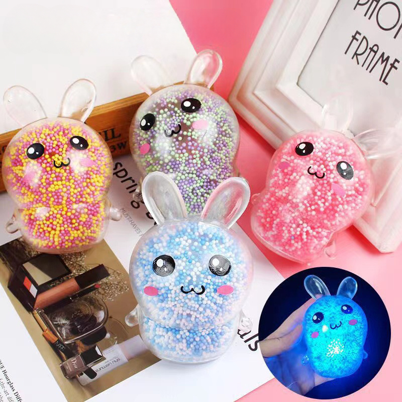 Kids Toys Easter - スクイーズバニーストレスボール、ライト、ストレス解消玩具、そわそわおもちゃ、女の子のためのカラフルなウサギ、より速いバスケットスタッフ、1個、6個