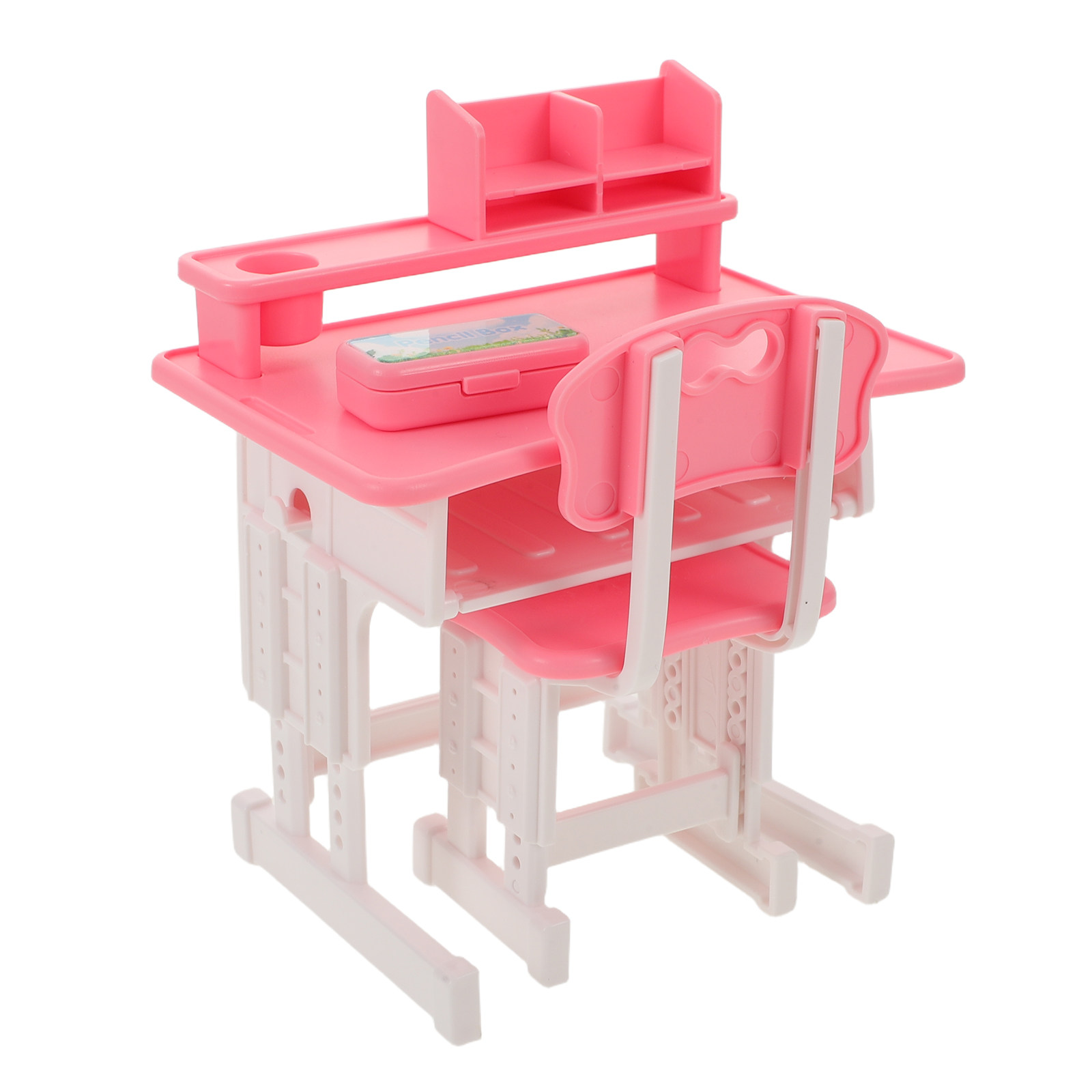 Dollhouse Furniture Set - 1セットのミニチュア教室用机と椅子のセット。ドールハウス用の学校用品として、創造的なロールプレイや学習に活用できる、リアルな学習家具。