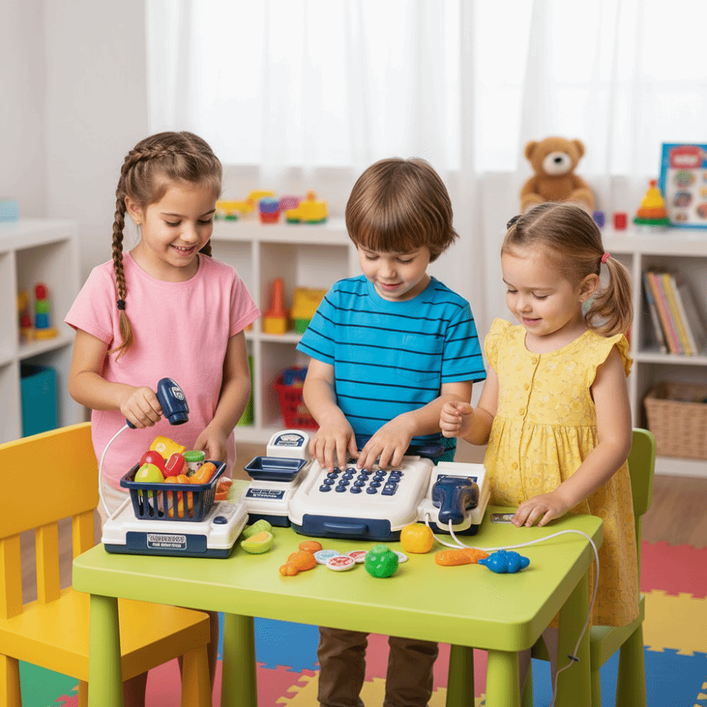 Toy Cash Register - パズルシミュレーションスーパーマーケットレジ楽しいギフト多機能シミュレーションレジモデルチェックアウトモデル教育用