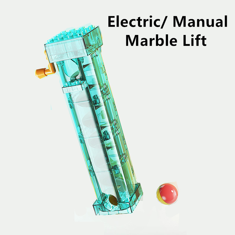 Marble Run Set - Fancytree 電動手動エレベーター大理石レースランリフトモータースパイラルレイズローリングボール互換性のある大型ビルディングブロック部品