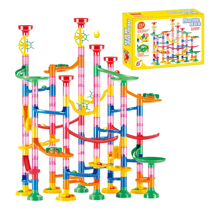Marble Run Set - 50-142個入り 3D迷路ボールロールおもちゃ DIYマーブルランレースコースターセット クリスマスギフト マーブルランレーストラック 組み立てブロック