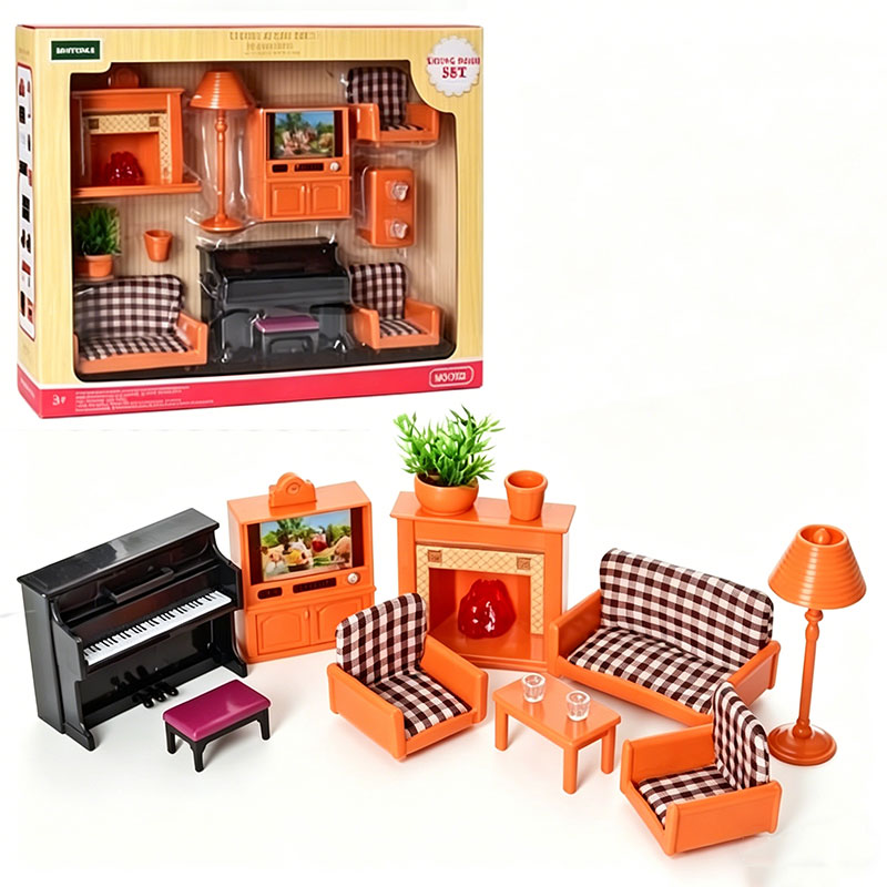 Dollhouse Furniture Set - 1/12 スケールドールハウス家具セット寝室バスルームキッチンリビングルームミニチュア DIY アクセサリー子供のためのごっこ遊びミニハウス