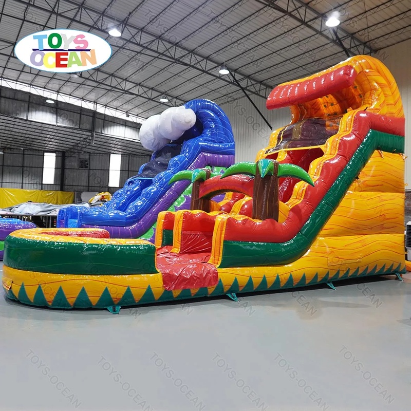 Kids Toys Rental - 工場カスタムメイド大型PVCキッズスライド、大人用ヤシの木型インフレータブルウォータースライドプール、商業レンタル玩具