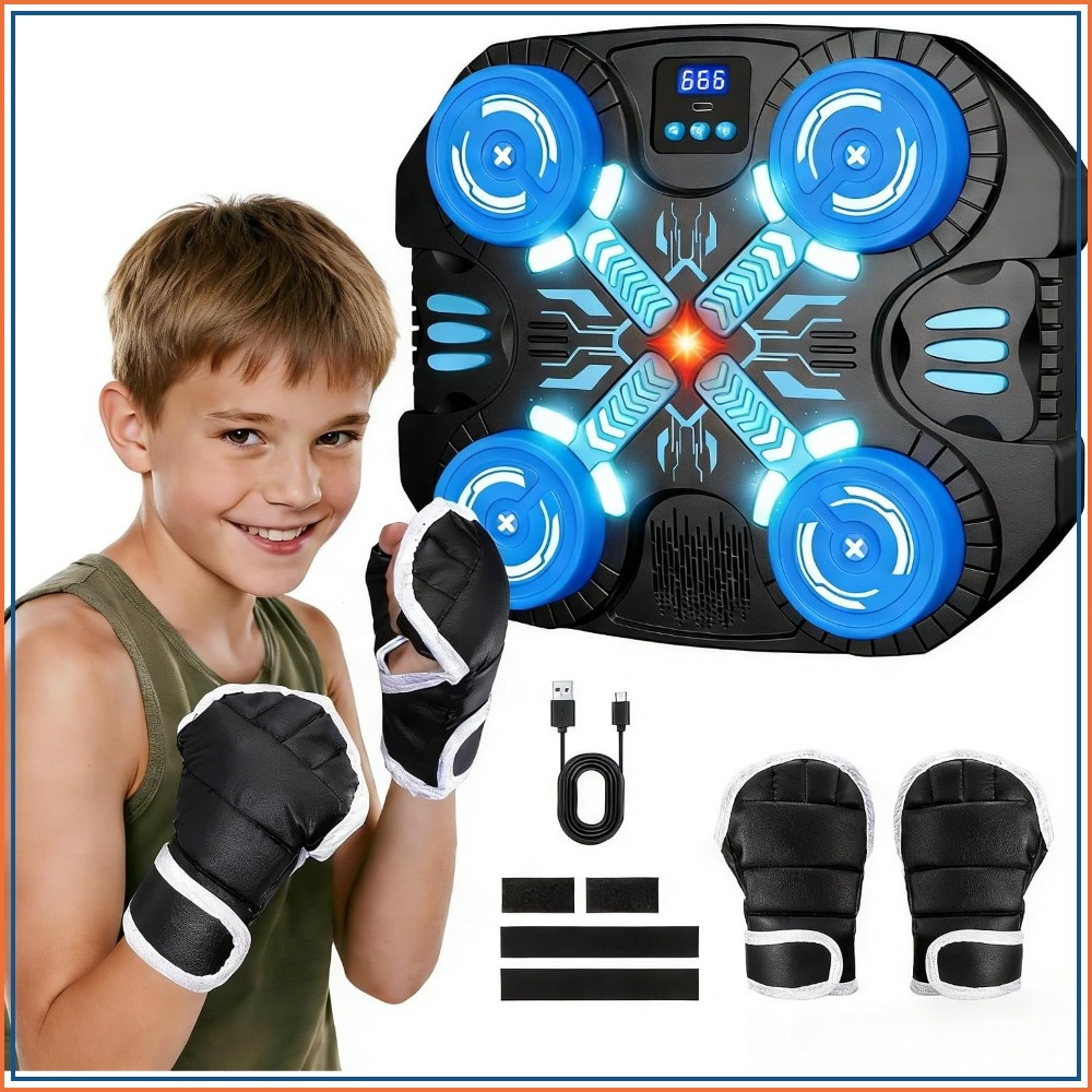 Kids Toys And Games - 子供向けミュージックボクシングマシン 4～10歳向け、3つのゲームモード、Bluetooth＆LED搭載、安全なパンチングトイ、誕生日プレゼント