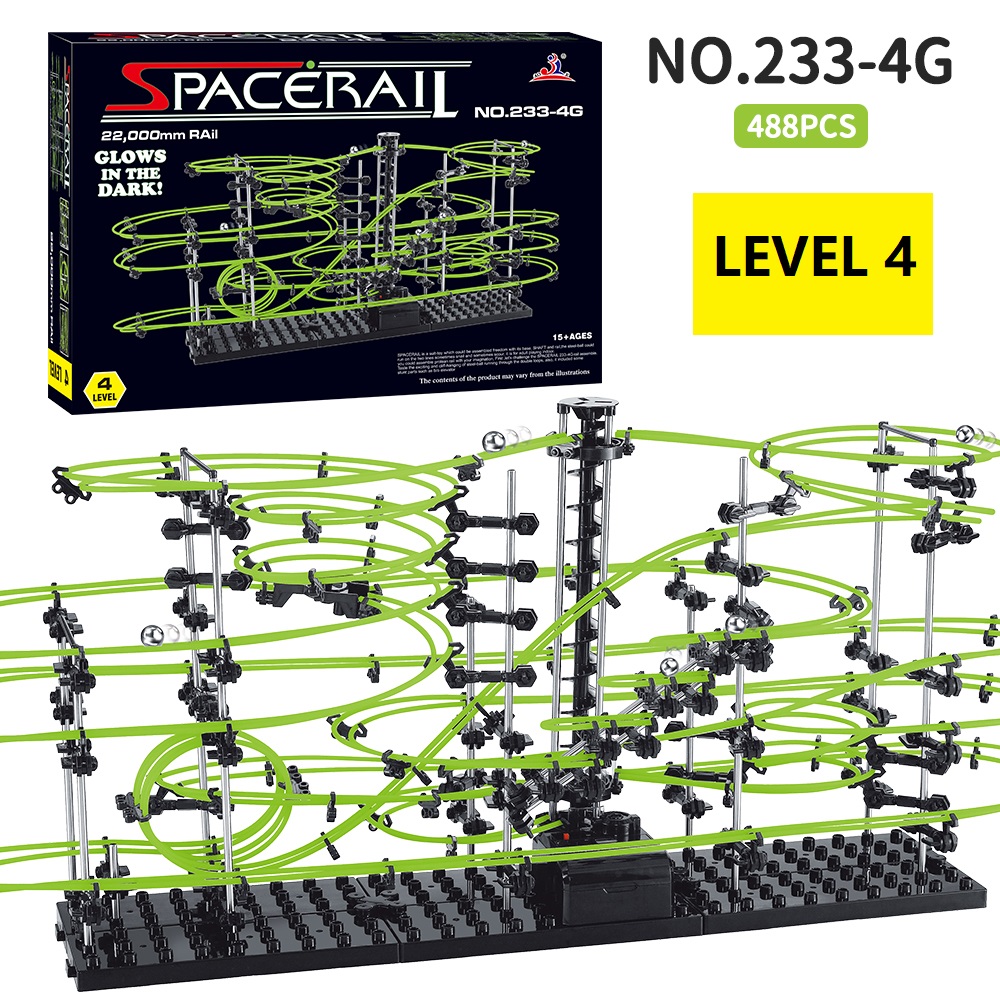 Marble Run Set - 子供のための教育玩具,創造的な飛行機のトラック,照明付き,スペースロケット,ローカリロースター,レベル2,3,4