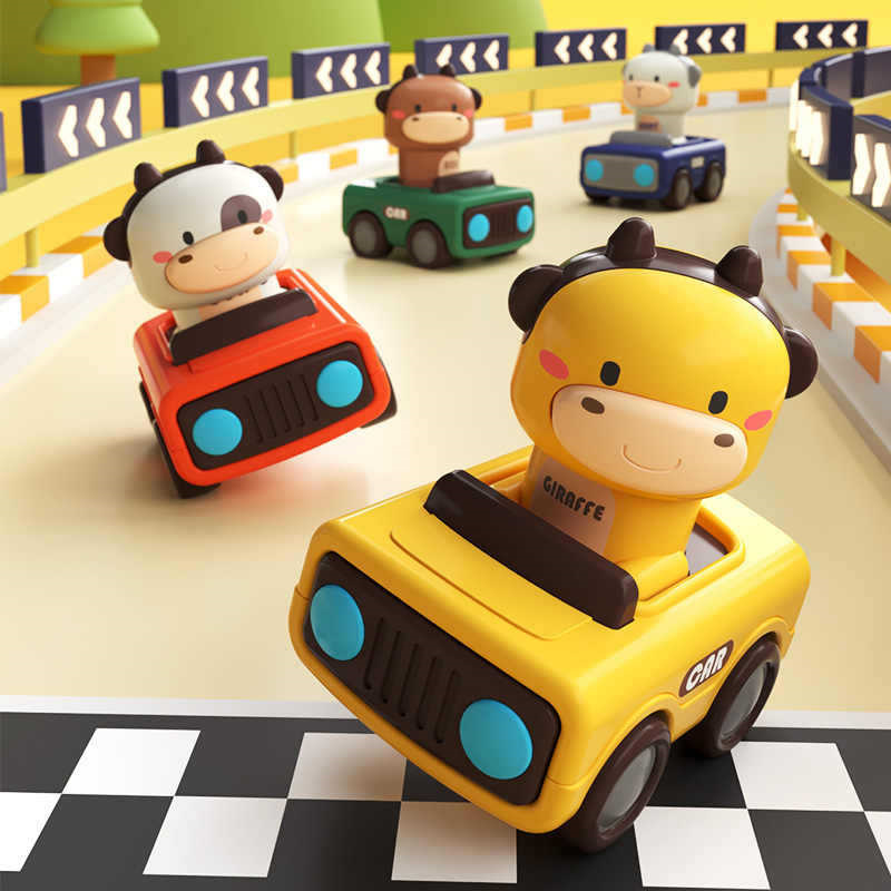 動物のプッシュアンドゴーカートイ、丈夫な摩擦動力車、1歳、2 - Kids Toys Learning のレビューと価格