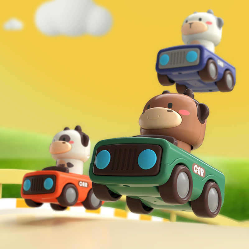 動物のプッシュアンドゴーカートイ、丈夫な摩擦動力車、1歳、2 - Kids Toys Learning のレビューと価格