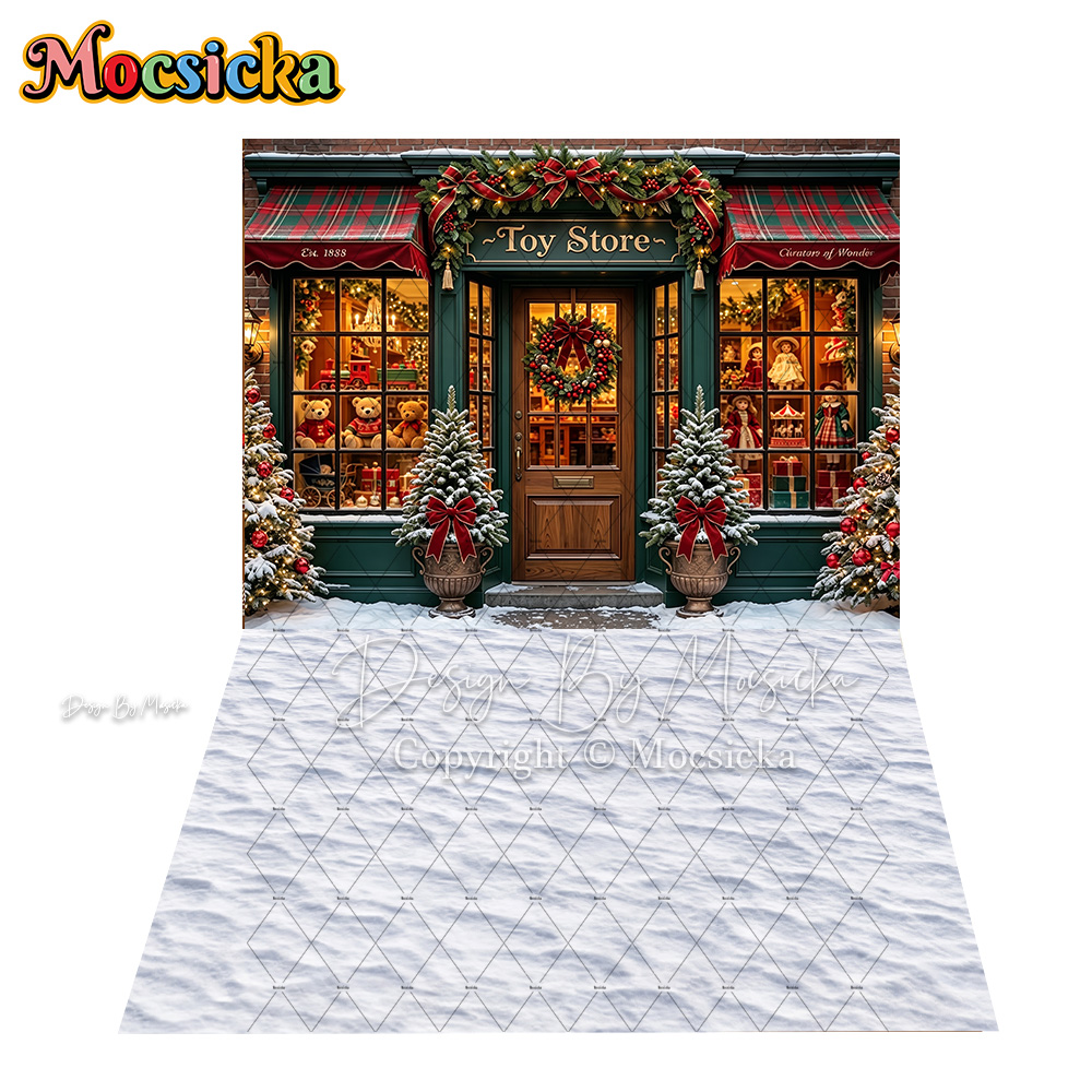 モシッカ クリスマスおもちゃ店 街角の背景幕 写真撮影 雪の - Kids Toys Stores のレビューと価格