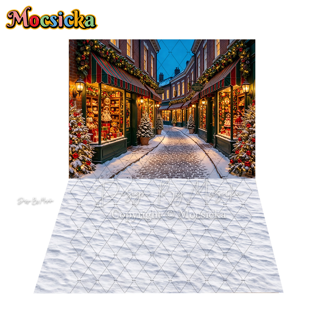 モシッカ クリスマスおもちゃ店 街角の背景幕 写真撮影 雪の - Kids Toys Stores のレビューと価格