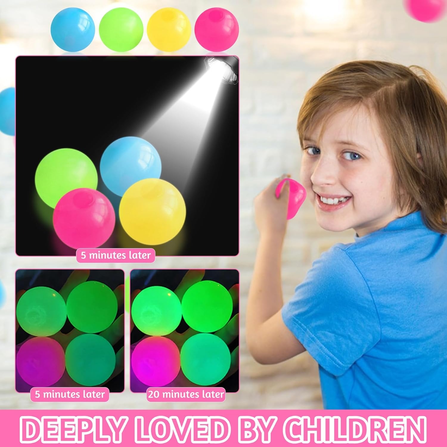 5/10個 暗闇で光る粘着ボール - スクイーズストレス解消 - Kids Toys Under £5 のレビューと価格