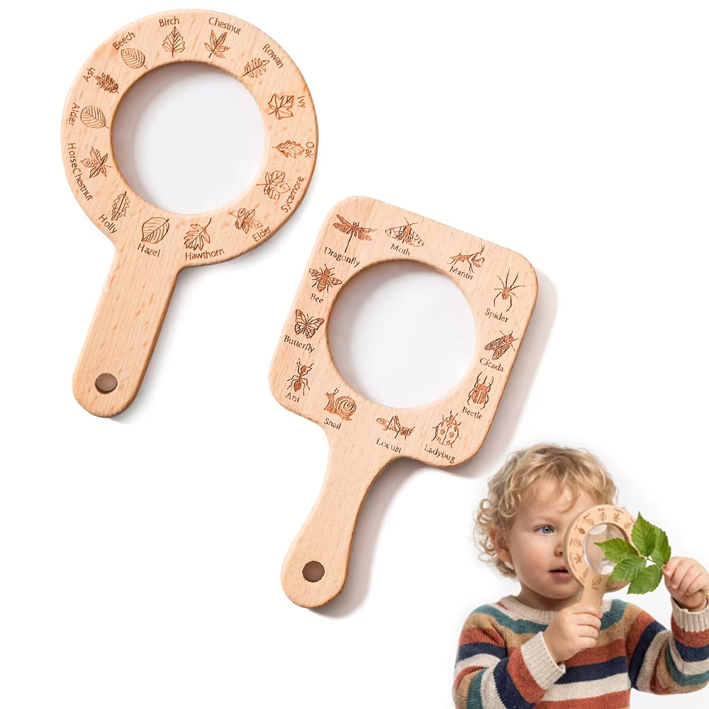 子供用木製拡大鏡 自然観察 昆虫や葉っぱの滑らかな表面 屋外 - Kids Toys Learning のレビューと価格