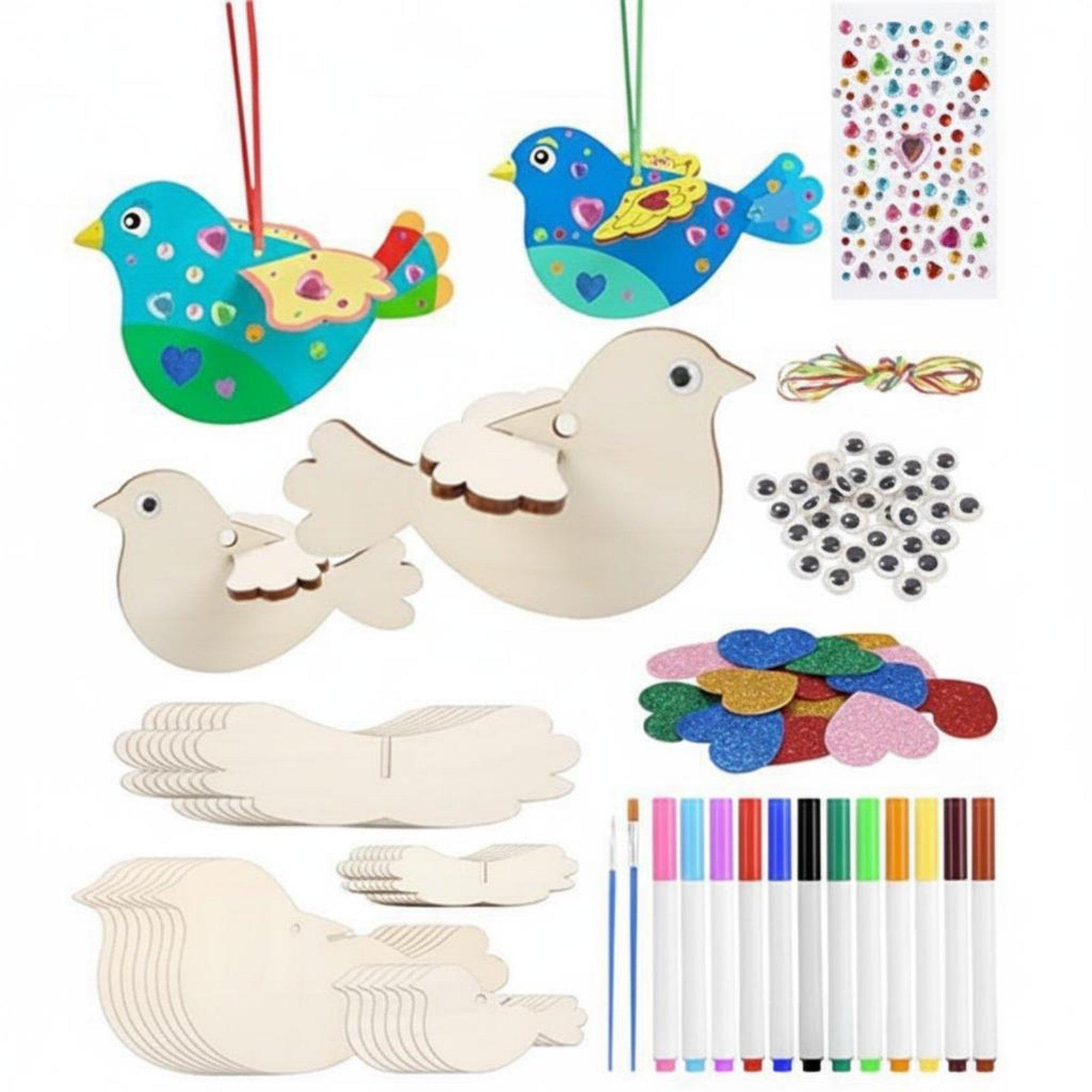 8ピース 3D木製鳥クラフトキット 教育玩具 木製鳥の吊り下 - Kids Toys Home のレビューと価格