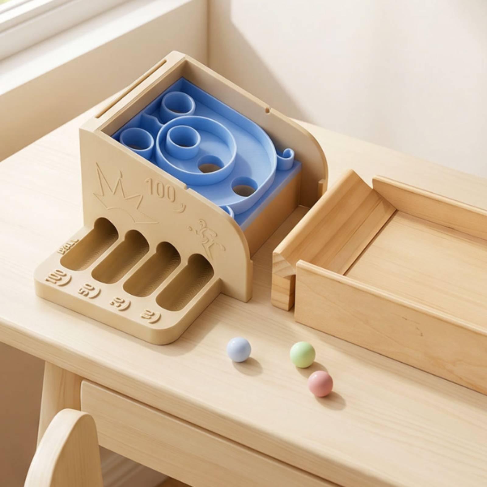 木製マーブルトイ、傾斜のあるスロープ付き、取り外し可能な卓上 - Marble Run Set のレビューと価格