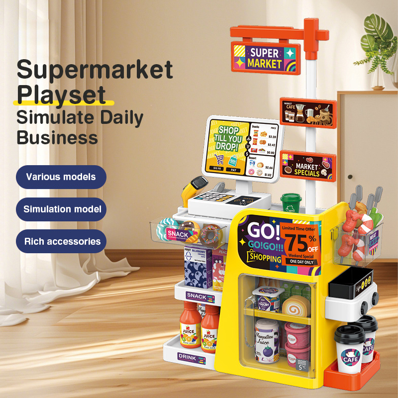 キッズミニスーパーマーケットチェックアウトカウンタープレイセ - Toy Cash Register のレビューと価格