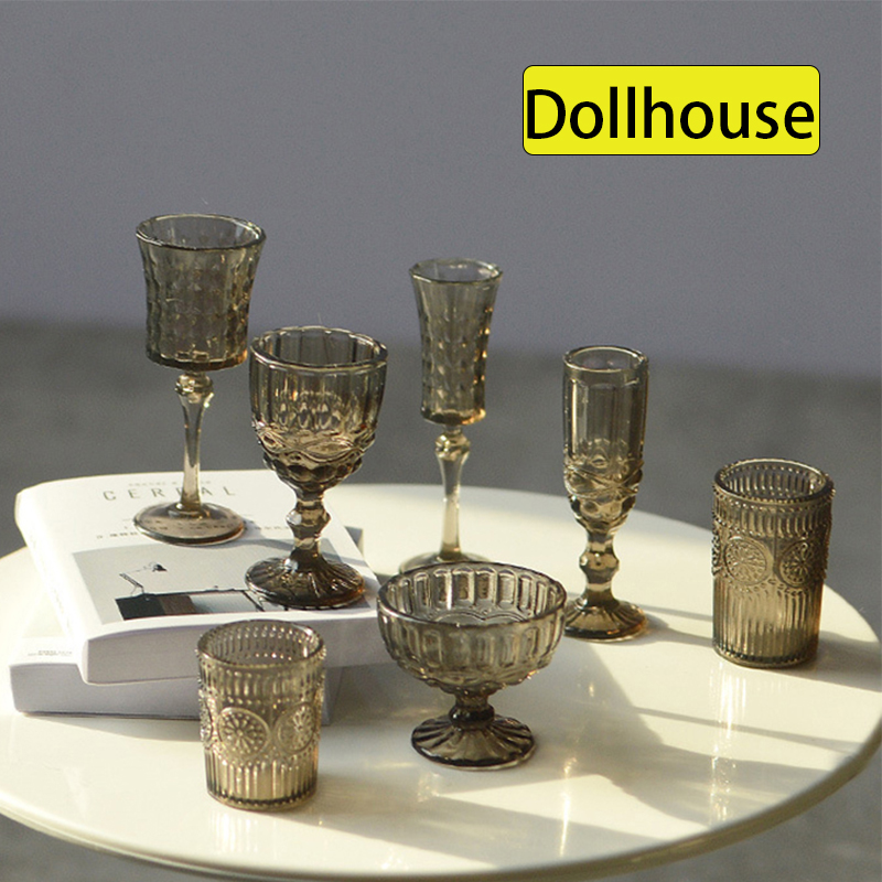7 ピース/セット 1:6 ミニチュアウォーターカップ彫刻ワ - Dollhouse Furniture Set のレビューと価格