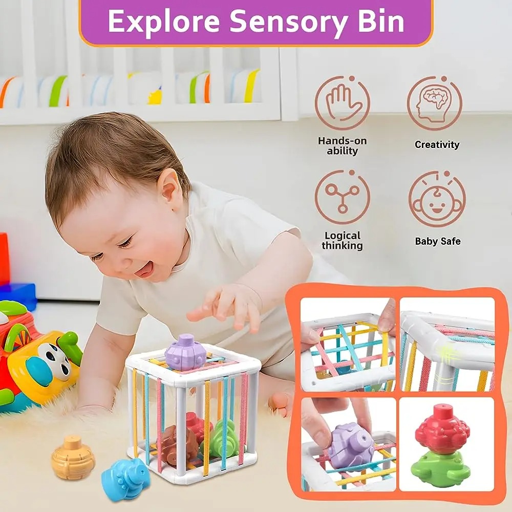 虹色のモンテッソーリ形状選別キューブ 赤ちゃん幼児用ブロック - Kids Toys Learning のレビューと価格