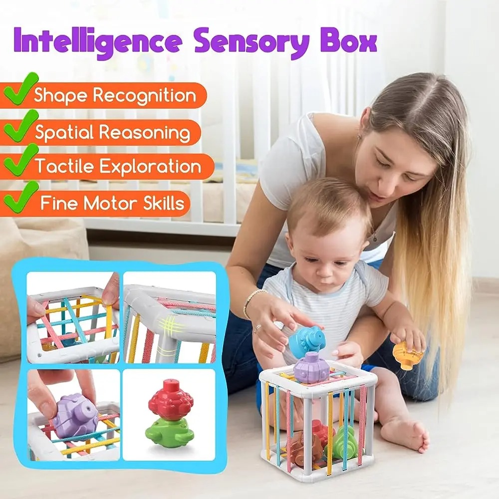 虹色のモンテッソーリ形状選別キューブ 赤ちゃん幼児用ブロック - Kids Toys Learning のレビューと価格