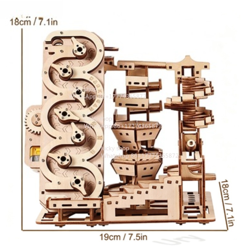 ウリ3D木製パズル電動トラックデバイスマーブルランセット逆流 - Marble Run Set のレビューと価格