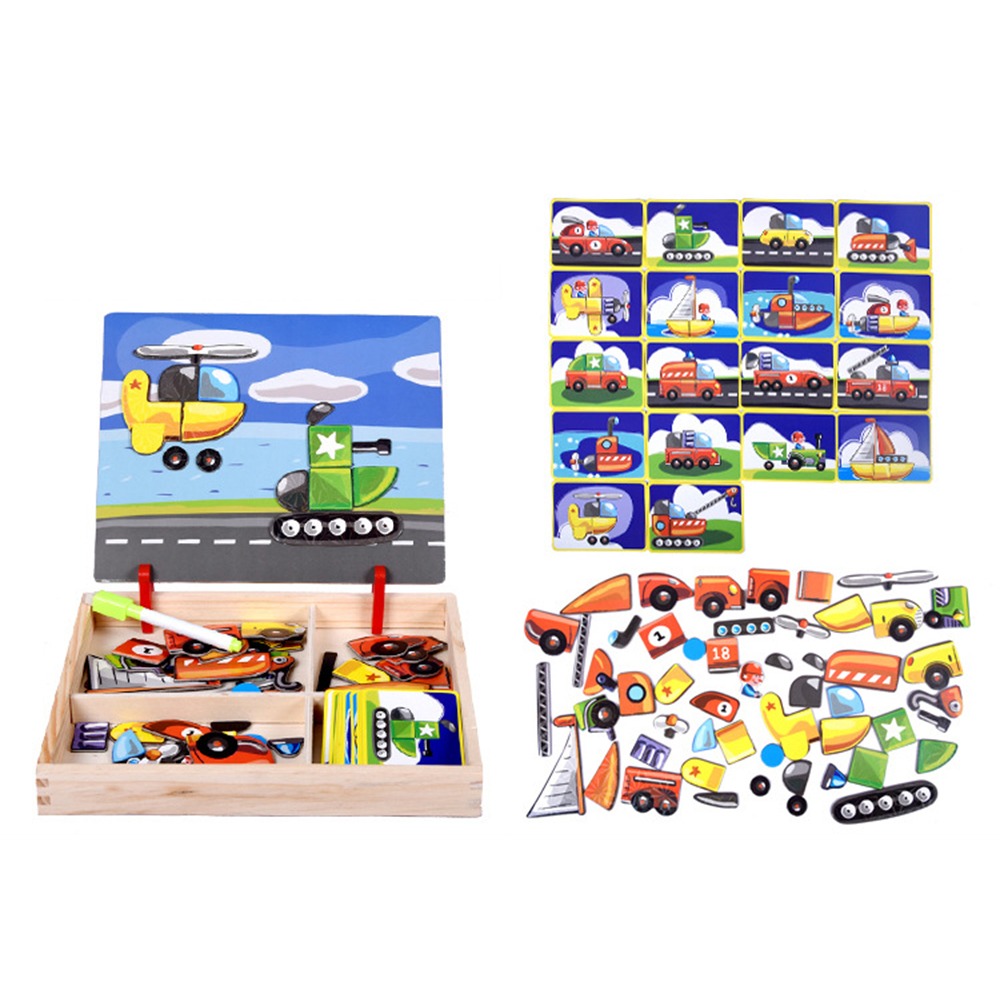 木製磁気3Dパズル 蓋付き 教育用磁気ステッカーおもちゃ 2 - Kids Toys Drawing Easy のレビューと価格