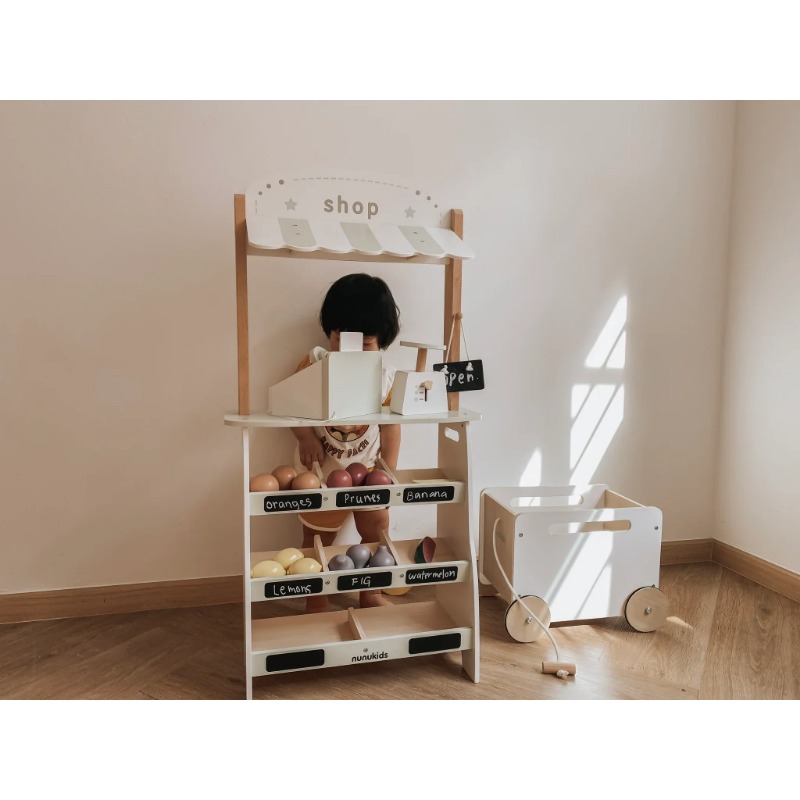 食料品店ごっこ遊び 木製おもちゃフルーツラック ナチュラルス - Toy Cash Register のレビューと価格