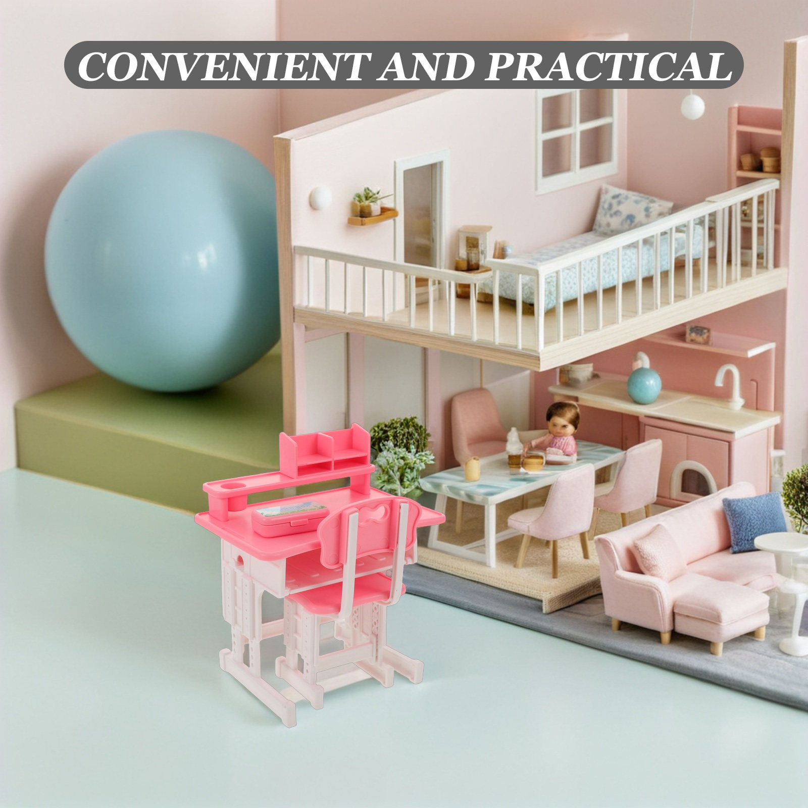 1セットのミニチュア教室用机と椅子のセット。ドールハウス用の - Dollhouse Furniture Set のレビューと価格