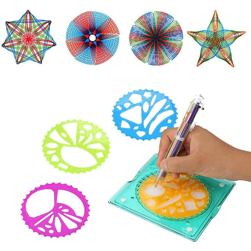 5 in 1スパイラルアートギア幾何学定規マジックレインボー - Kids Toys Under £5 のレビューと価格