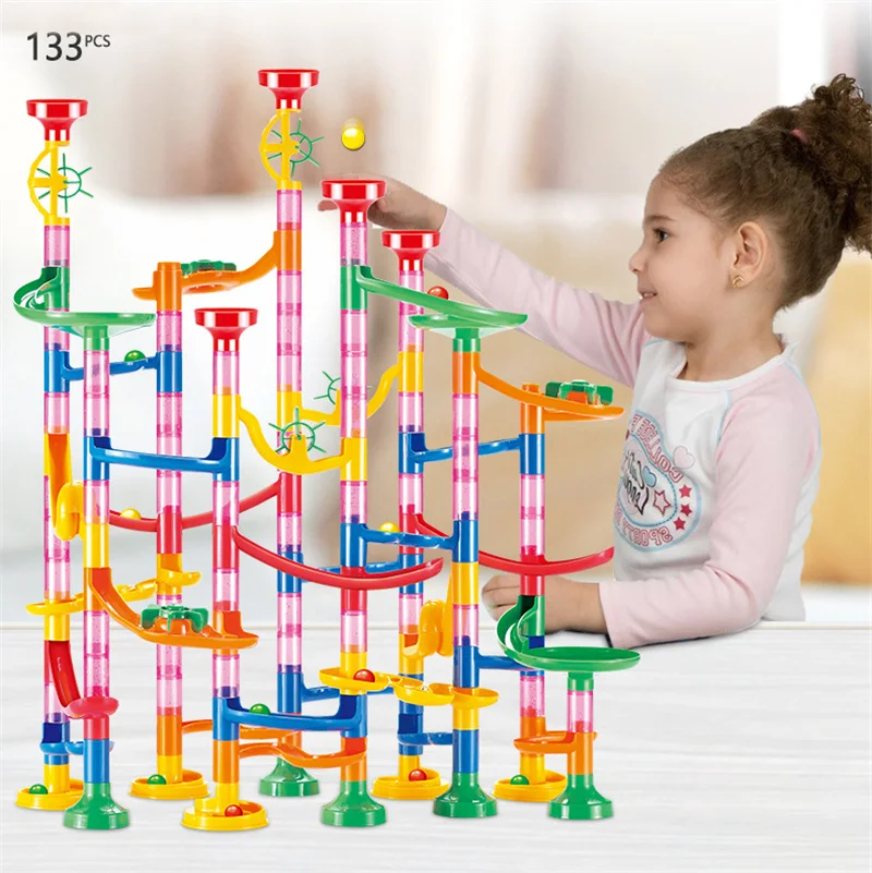 50-142個入り 3D迷路ボールロールおもちゃ DIYマー - Marble Run Set のレビューと価格