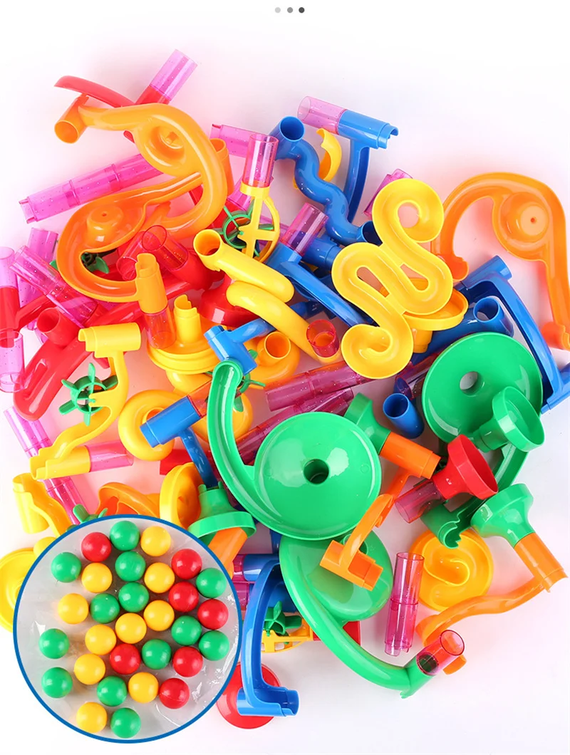 50-142個入り 3D迷路ボールロールおもちゃ DIYマー - Marble Run Set のレビューと価格