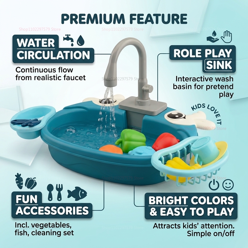幼児用インタラクティブ水遊びシンクおもちゃ電動流水ごっこ遊び - Kids Toys Stores のレビューと価格