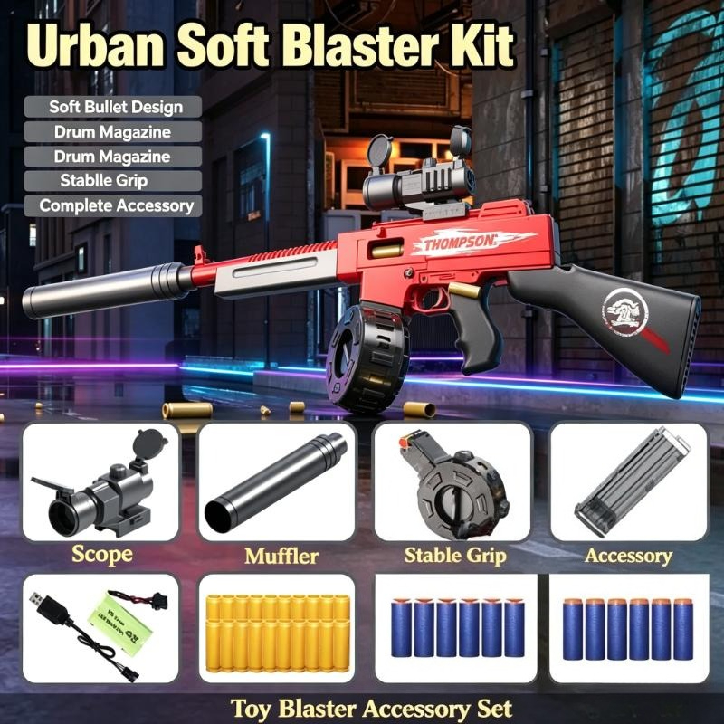 電動弾薬排出式ソフト弾丸玩具モデル、サブマシンガンスタイル、 - Foam Dart Gun のレビューと価格