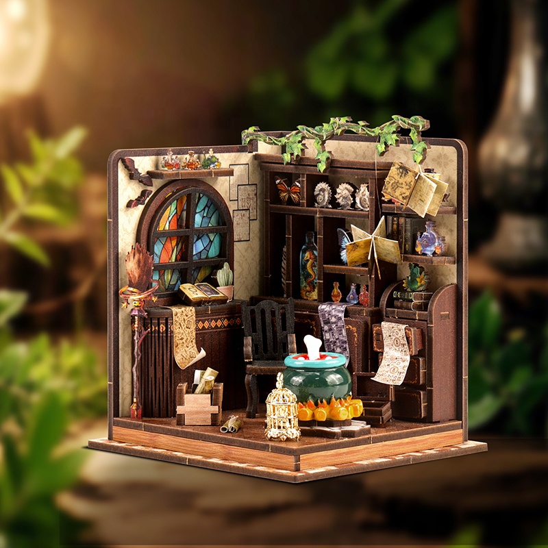 DIY木製ミニチュアモデルキット魔法のポーションワークショッ - Dollhouse Furniture Set のレビューと価格