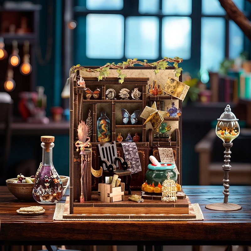 DIY木製ミニチュアモデルキット魔法のポーションワークショッ - Dollhouse Furniture Set のレビューと価格