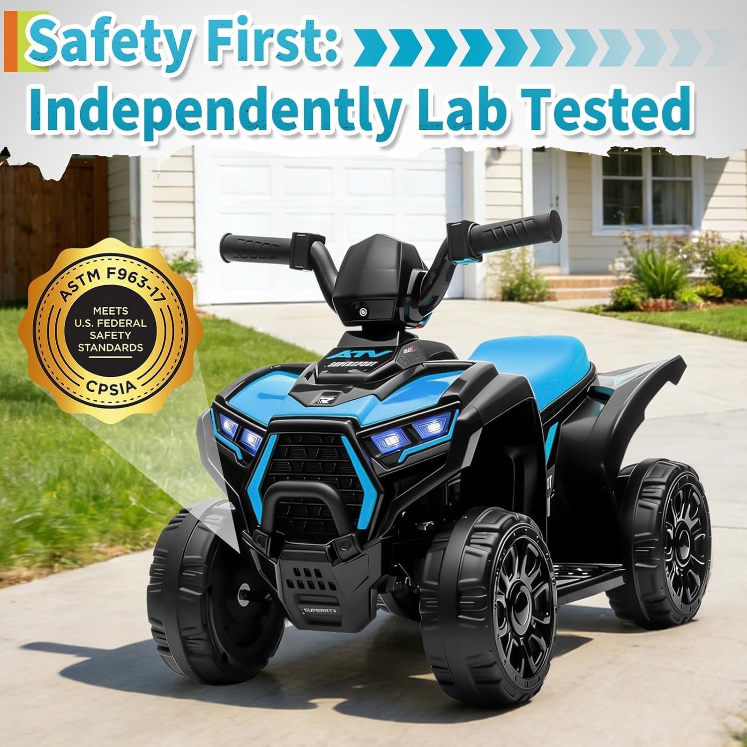 6V ブルー キッズ ライドオン ATV クワッド、390  - Kids Toys Quad のレビューと価格